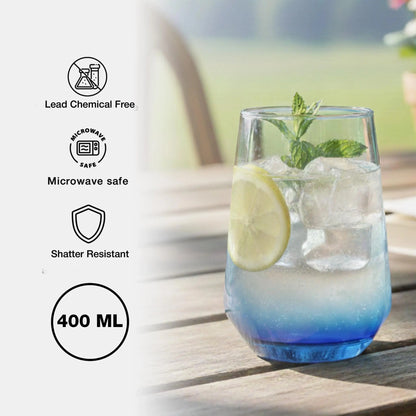 Black Carrot Lead Free Blue Water Glass Set of 6 390ml BlackCarrot