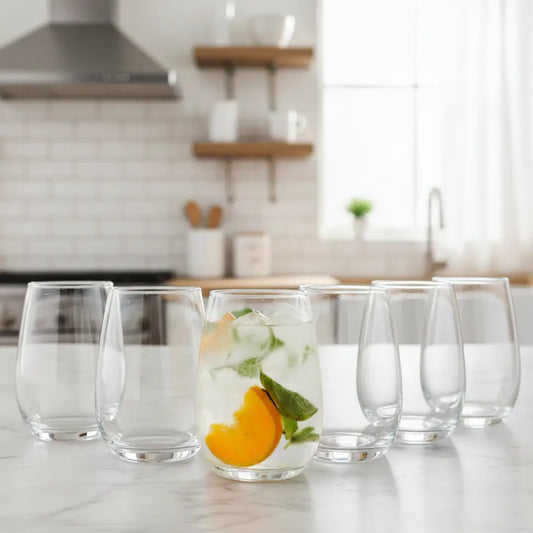 Black Carrot Lead Free Transparent Water Glass Set of 6 390ml BlackCarrot