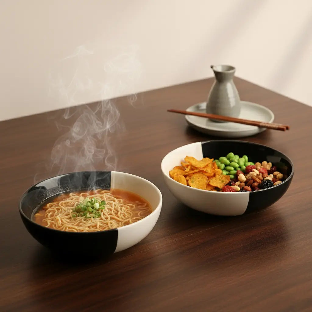 Black Carrot Premium Fifty Fifty Stoneware Snack Bowl Set of 2 BlackCarrot