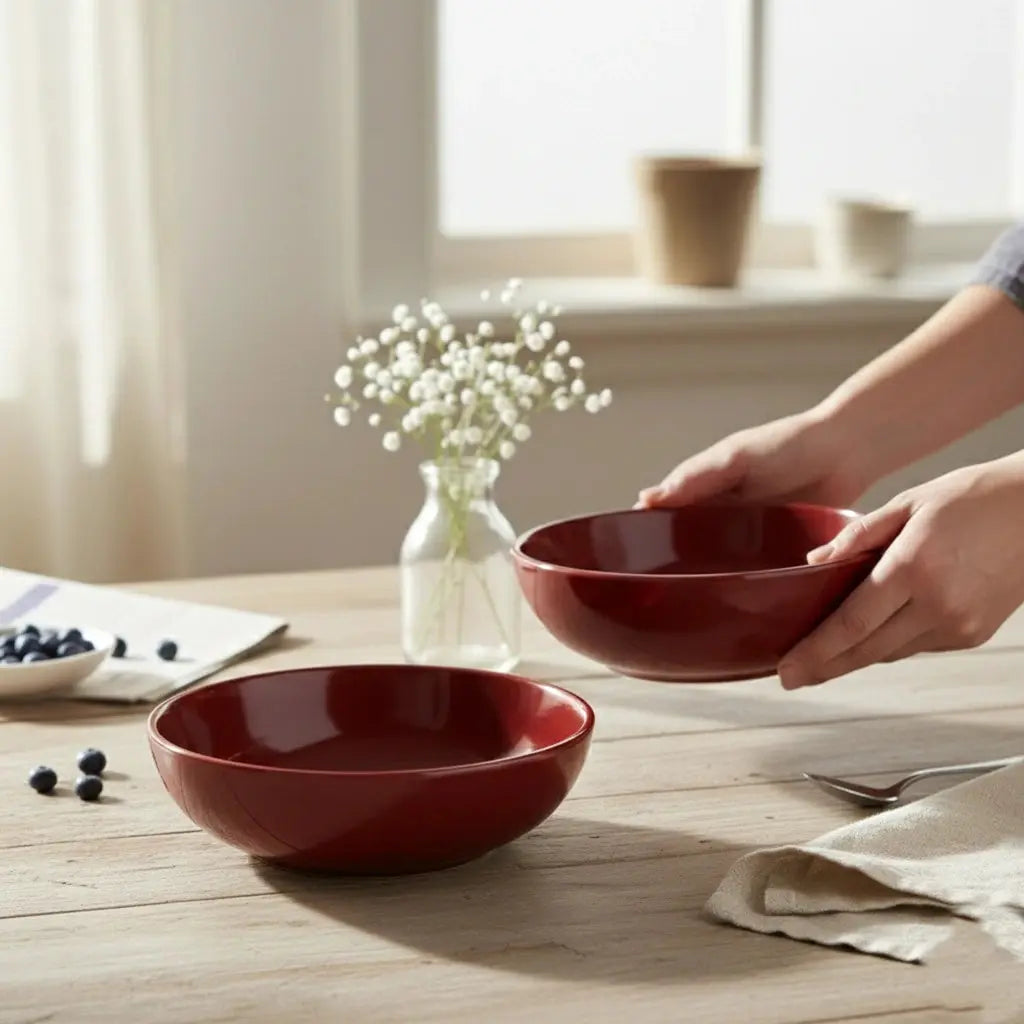 Black Carrot Premium Red Ceramic Snack Bowl Set of 2 BlackCarrot
