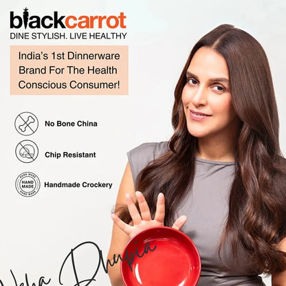 Black Carrot Premium Red Ceramic Snack Bowl Set of 2 BlackCarrot