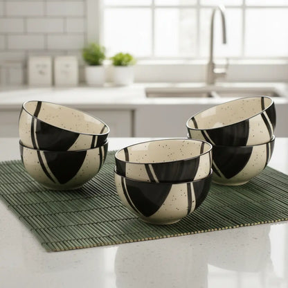 Black Carrot Premium Stoneware Splash Black  Small Bowls Set of 6 BlackCarrot