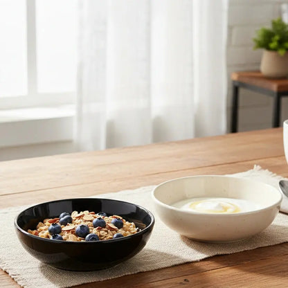 Black Carrot Premium White & Black Ceramic Snack Bowl Set of 2 BlackCarrot