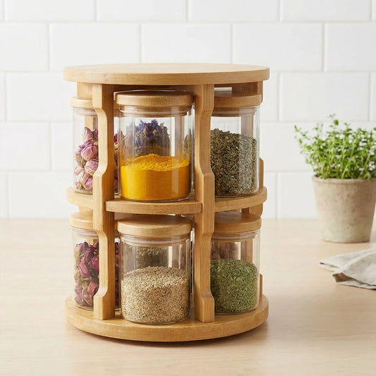 Revolving-spice-jar-set-with-airtight-glass-containers-and-wooden-stand-for-modern-kitchen-storage-and-organization-by-blackcarrot