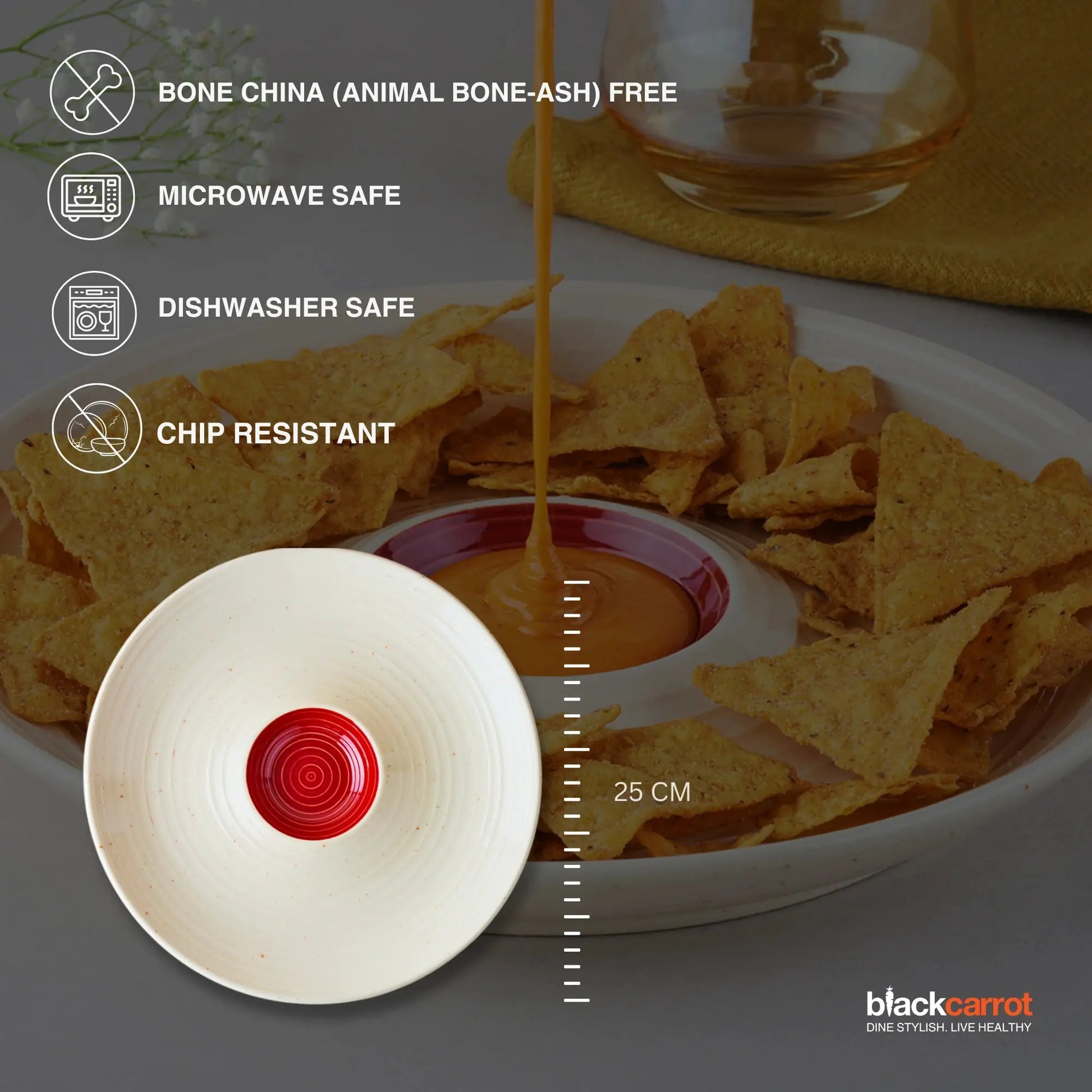 Black Carrot Stoneware Premium Chip & Dip Platter BlackCarrot