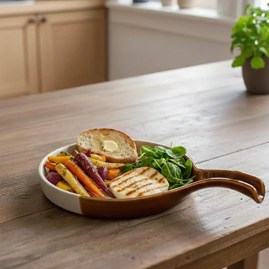 Black Carrot Stoneware Premium Handle Platter BlackCarrot