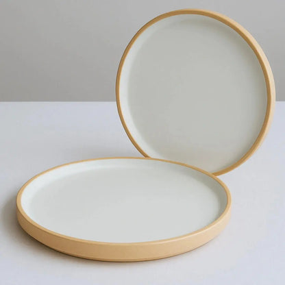 Black Carrot's Stoneware Premium Beige & White Quarter Plates Set of 6 BlackCarrot