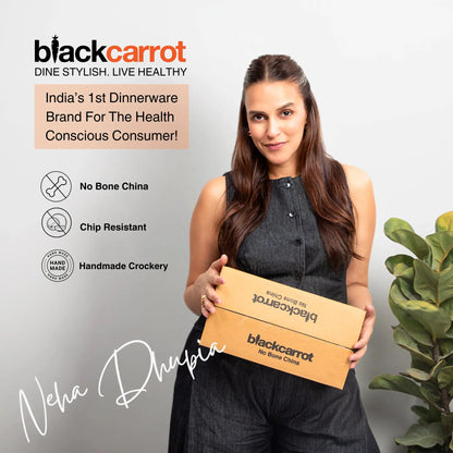 BlackCarrot Ceramic Coffee Mugs, Set of 2, Black & Orange, 300ml BlackCarrot