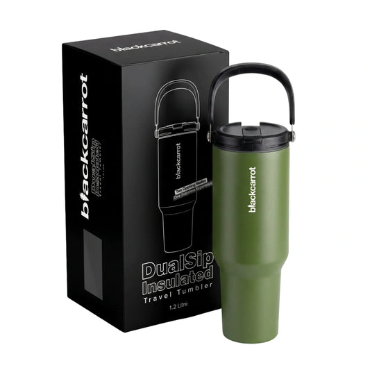 BlackCarrot DualSip Olive Green 1.2 Litres Insulated Stainless Steel Tumbler 304 Grade, Handle & Straw (Copy)