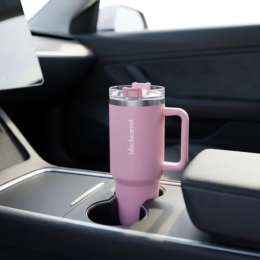 BlackCarrot Pink 1.2 Litre Insulated Stainless Steel Tumbler | 304 Grade, Handle & Straw BlackCarrot