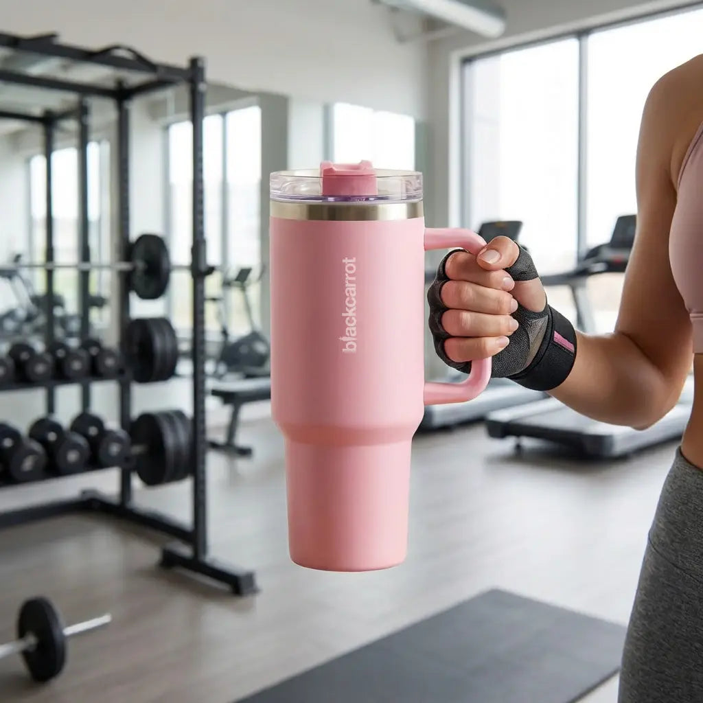 BlackCarrot Pink 1.2 Litre Insulated Stainless Steel Tumbler | 304 Grade, Handle & Straw BlackCarrot