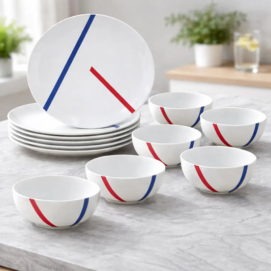 BlackCarrot Premium 12 Piece Porcelain Ceremic Dinner Set BlackCarrot