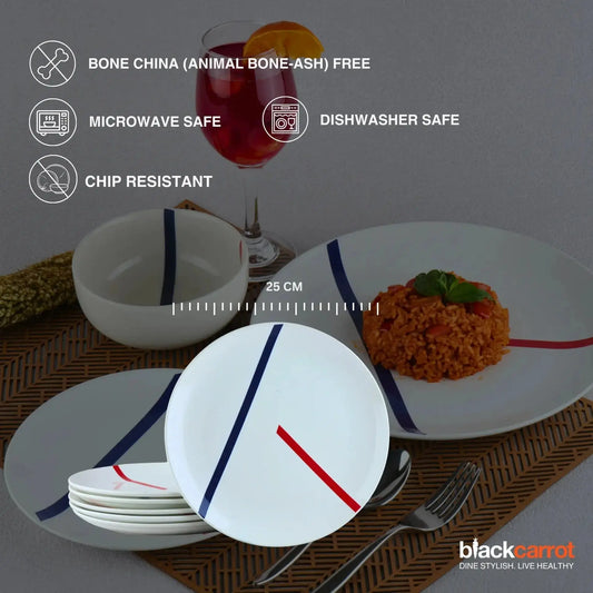 BlackCarrot Premium 12 Piece Porcelain Ceremic Dinner Set BlackCarrot