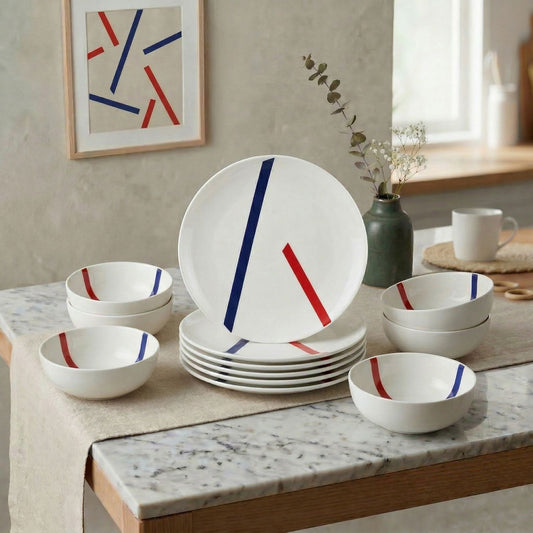 BlackCarrot Premium 12 Piece Porcelain Ceremic Dinner Set BlackCarrot