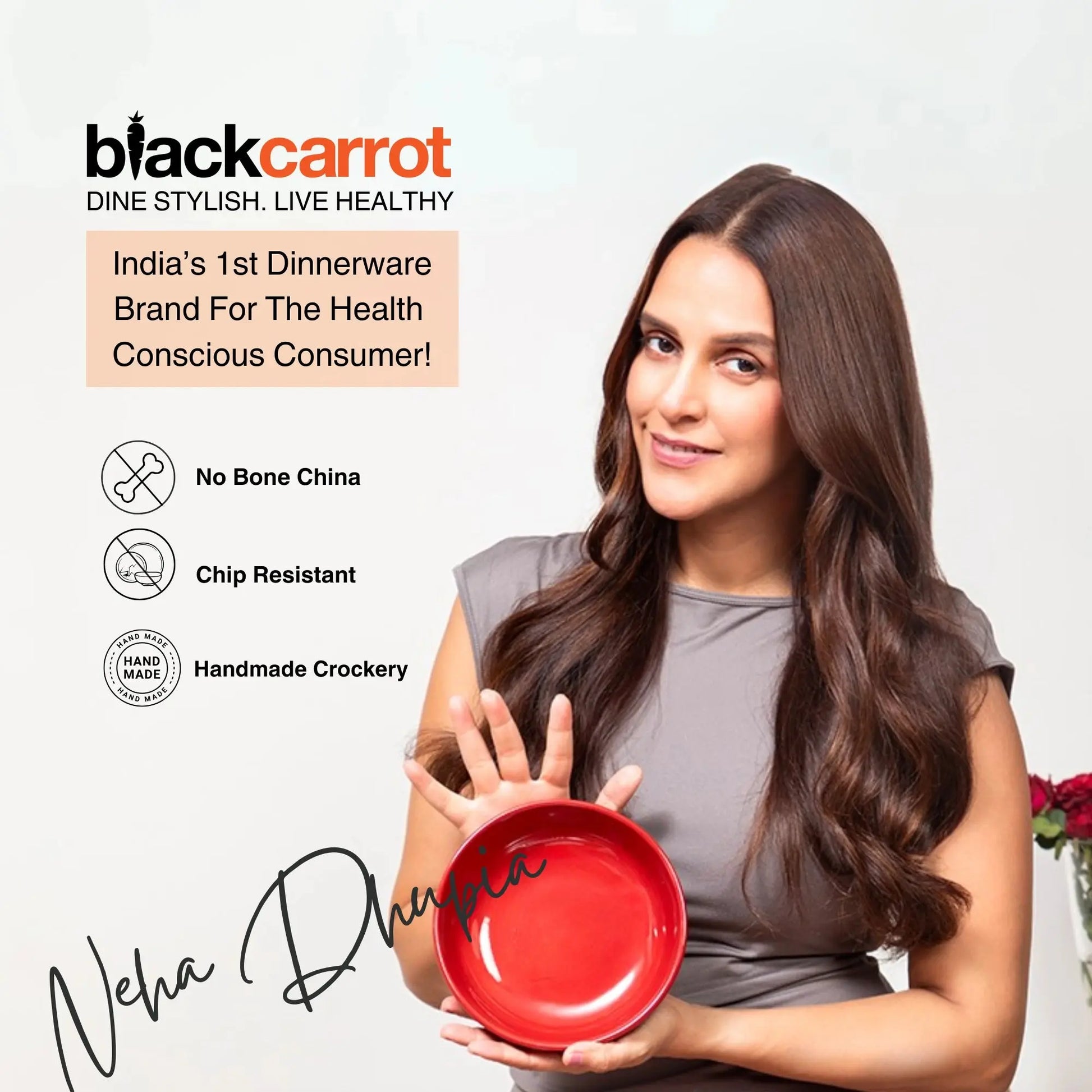 BlackCarrot Premium Red & White Ceramic Snack Bowl Set of 2 BlackCarrot