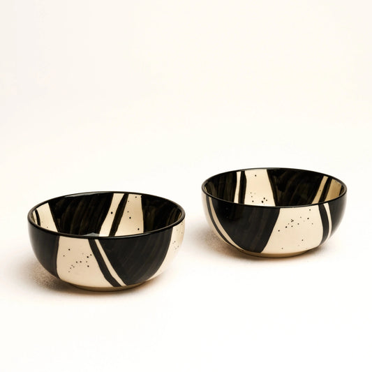 BlackCarrot Premium Stoneware Splash Small Bowls – Set of 2 BlackCarrot