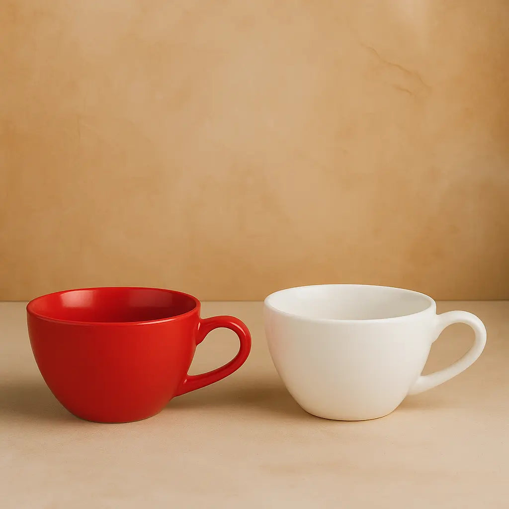 BlackCarrot's Premium Porcelain Red & White Coffee Mug Set of 2