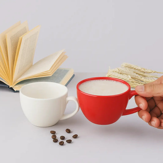 BlackCarrot's Premium Porcelain Red & White Coffee Mug Set of 2
