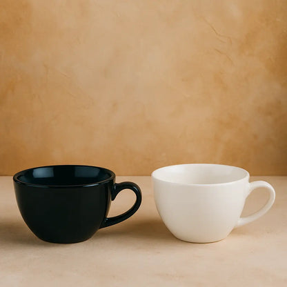 BlackCarrot's Premium Porcelain White & Black Coffee Mug Set of 2