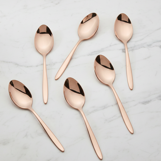 Stainless Steel Rose Gold Spoon Set of 6 | 304 Food Grade BlackCarrot