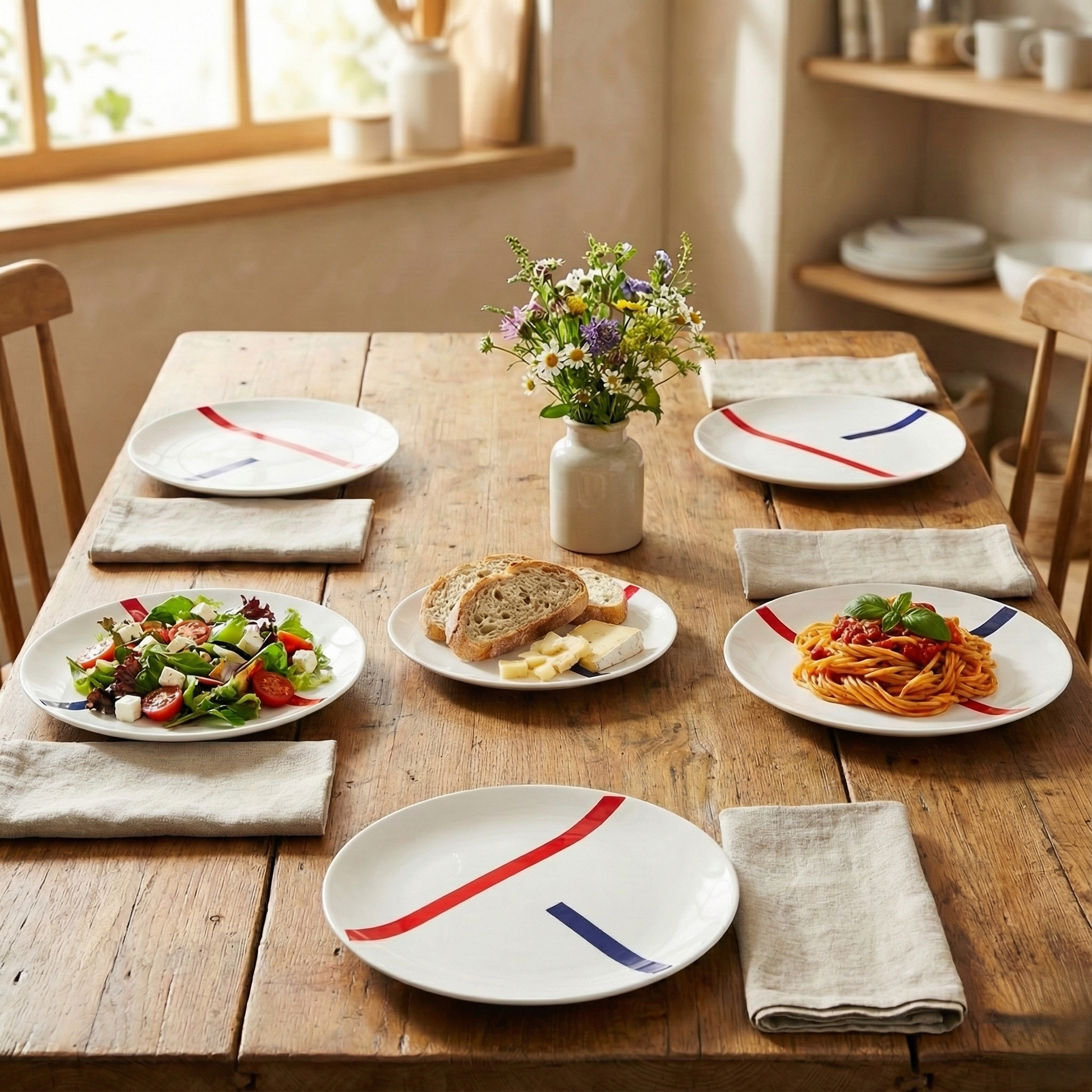 BlackCarrot Porcelain Ceramic Dinner Set 20 Pieces Spanish White Crockery BlackCarrot