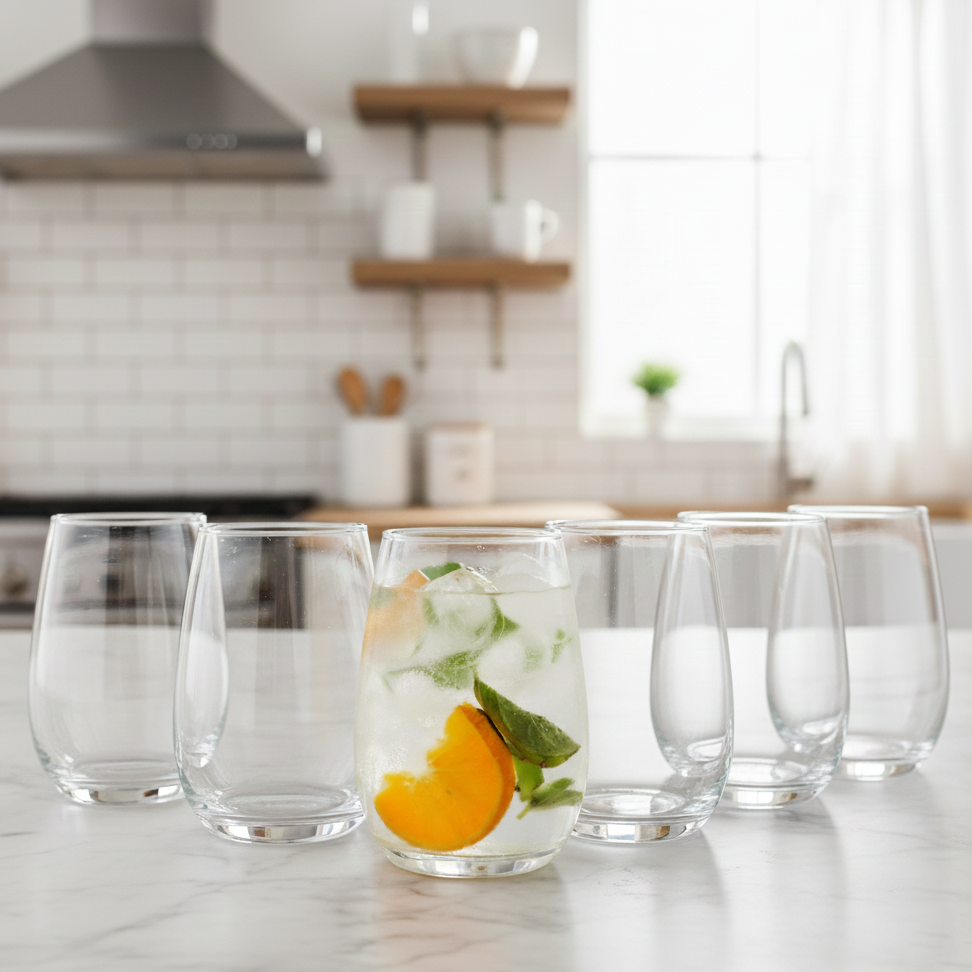 Lead Free Transparent Water Glass Set of 6 390ml BlackCarrot