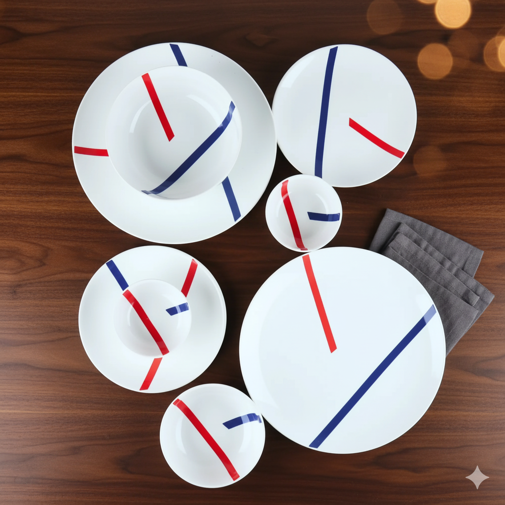 21 Piece Ceramic Dinner Set | Premium White Spanish Porcelain BlackCarrot