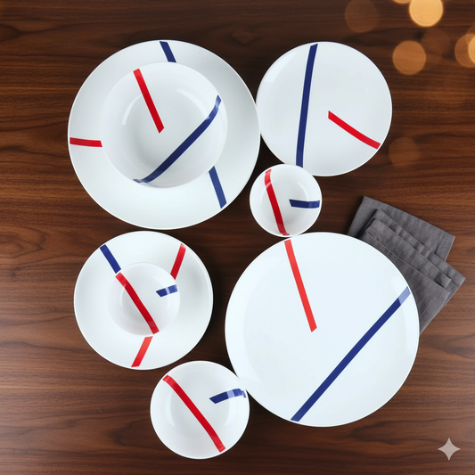 21 Piece Ceramic Dinner Set | Premium White Spanish Porcelain BlackCarrot
