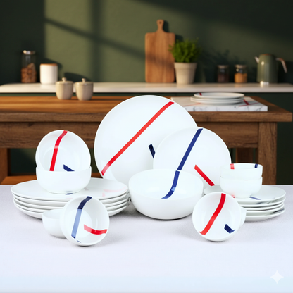 21 Piece Ceramic Dinner Set | Premium White Spanish Porcelain BlackCarrot