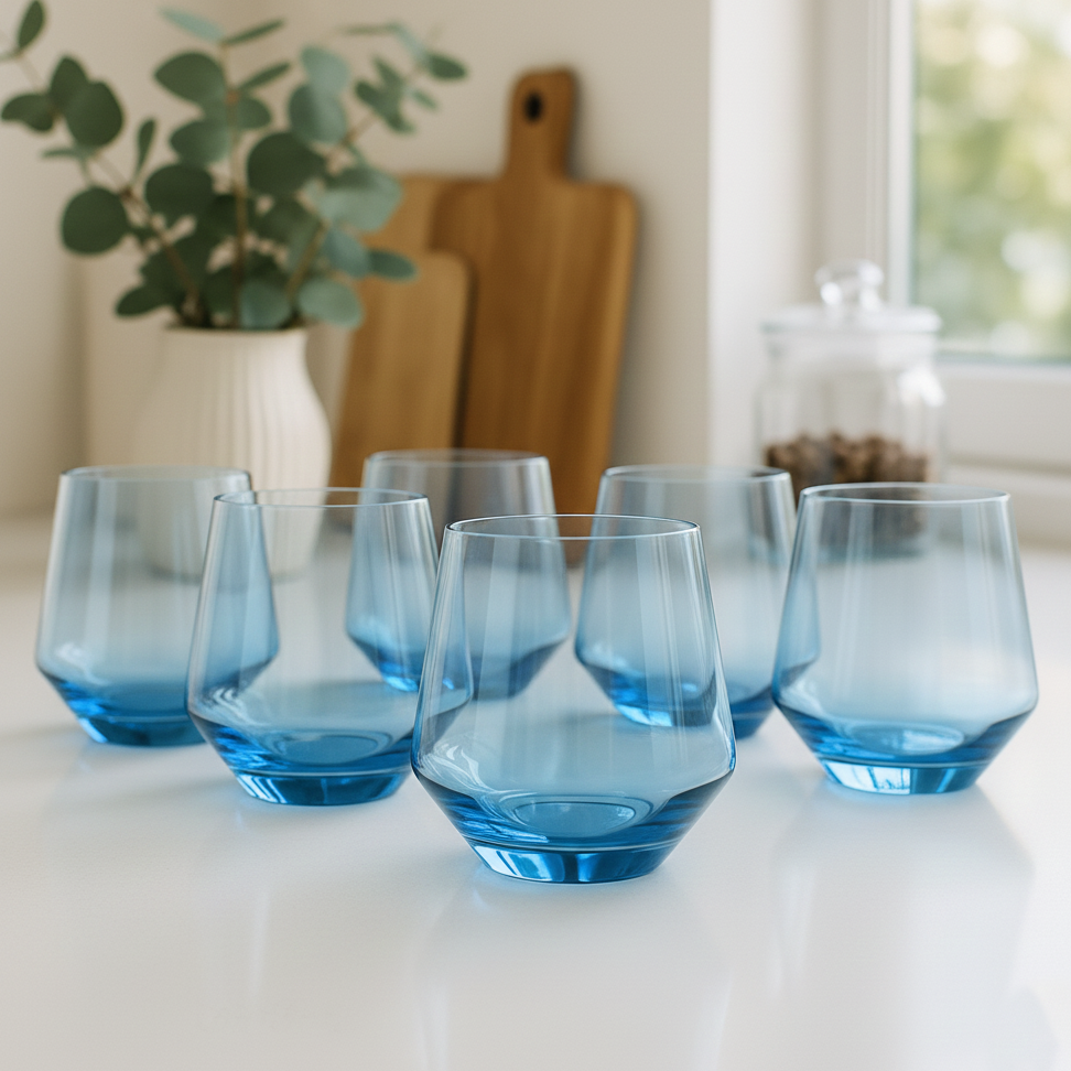 Lead Free Blue Cocktail Glass Set of 6 270ml BlackCarrot