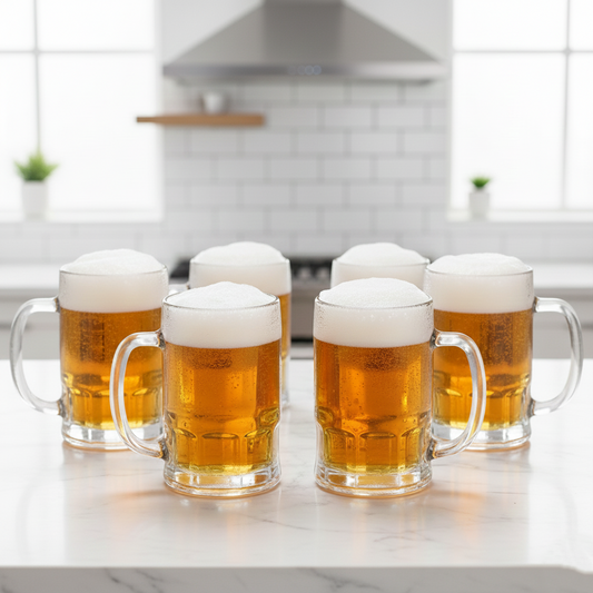 Lead Free Transparent Beer Mug Set of 6 400ml BlackCarrot