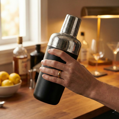 BlackCarrot's Black Stainless Steel Mixing Boston Cocktail Shaker, Professional Bartender Shaker