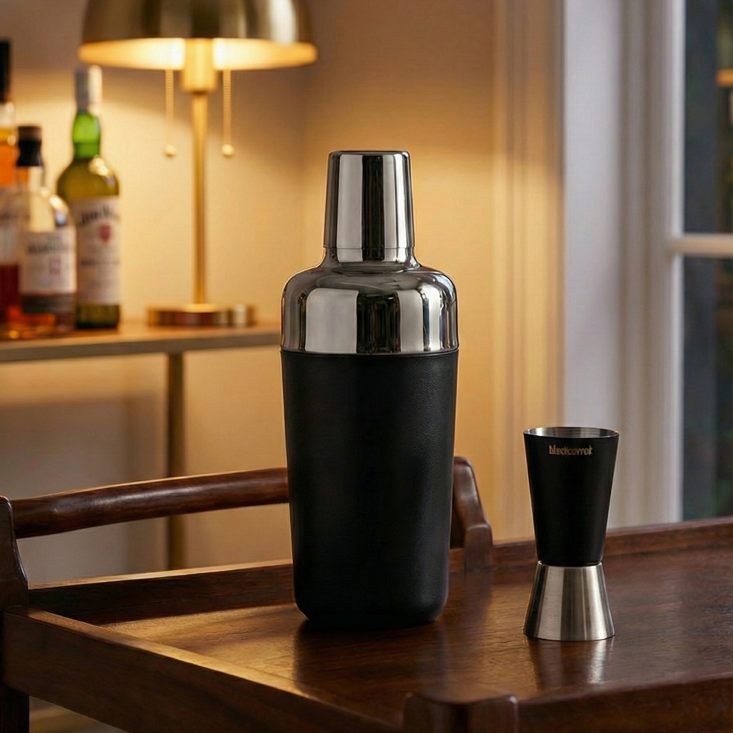 BlackCarrot's Black Stainless Steel Mixing Boston Cocktail Shaker, Professional Bartender Shaker