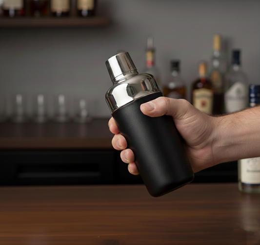 BlackCarrot's Black Stainless Steel Mixing Boston Cocktail Shaker, Professional Bartender Shaker