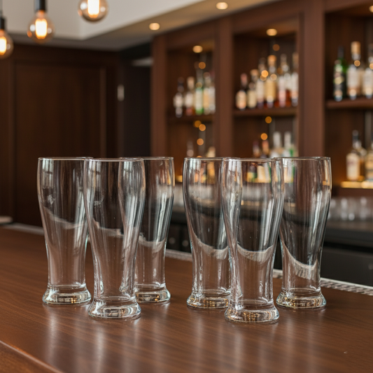 Lead Free Transparent Beer Glass Set of 6 460ml BlackCarrot