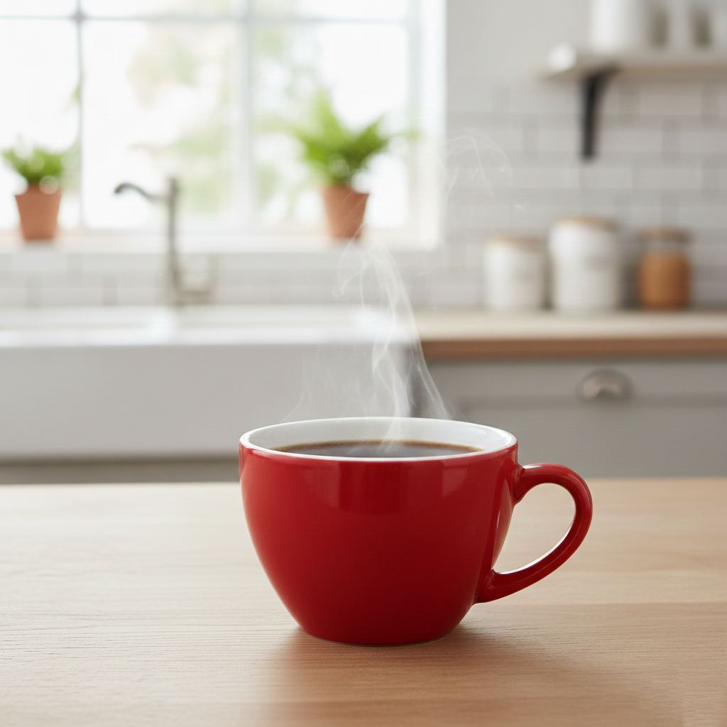 Ceramic Coffee Mugs, Set of 2, Red & White, 300ml | Glossy Finish BlackCarrot