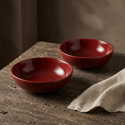 BlackCarrot Red Ceramic Snack Bowls, Set of 2