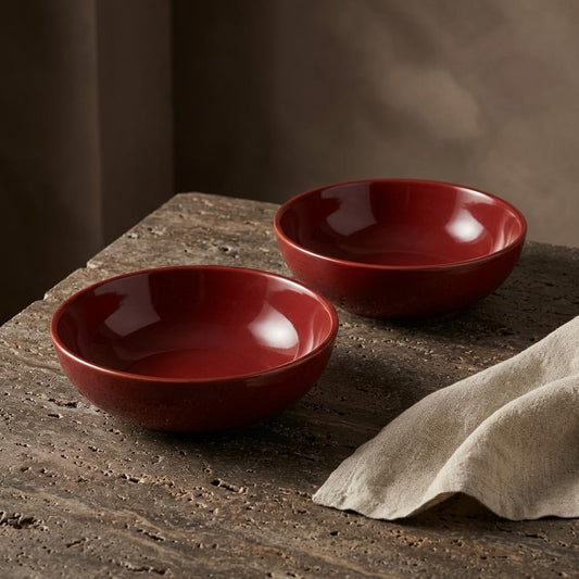 BlackCarrot Red Ceramic Snack Bowls, Set of 2