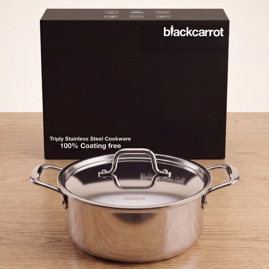 BlackCarrot Triply Stainless Steel Casserole (3 L) - Premium Cookware