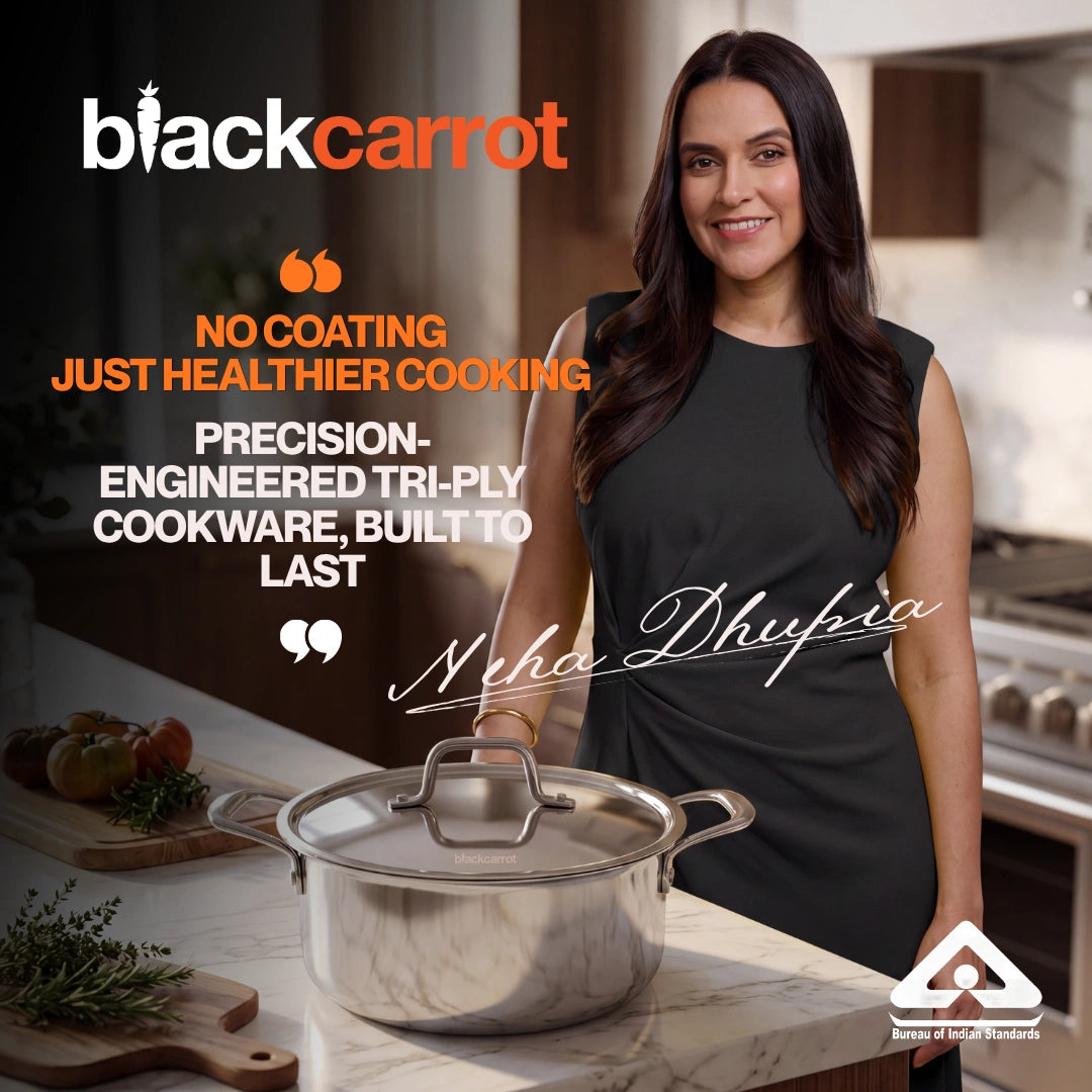 BlackCarrot PureCook Triply Stainless Steel Casserole (3 L) - Premium Cookware