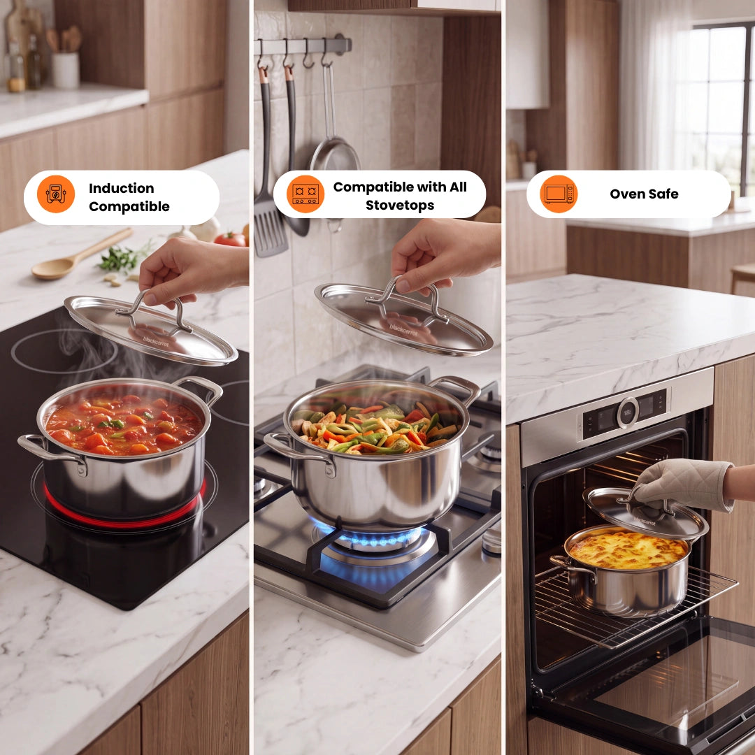 BlackCarrot PureCook Triply Stainless Steel Casserole (3 L) - Premium Cookware
