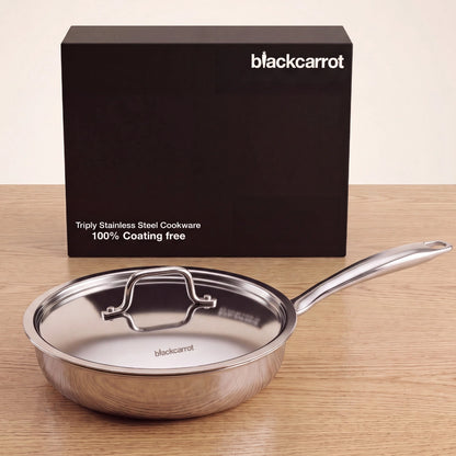 BlackCarrot PureCook Triply Stainless Steel Saute Pan (3 L) for Everyday Cooking