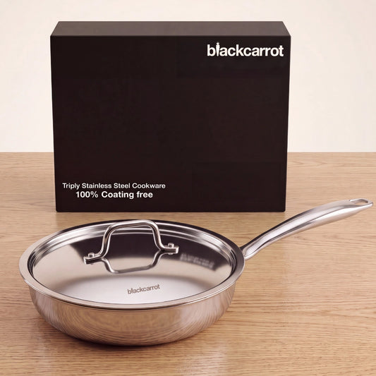 BlackCarrot Triply Stainless Steel Saute Pan (3 L) for Everyday Cooking