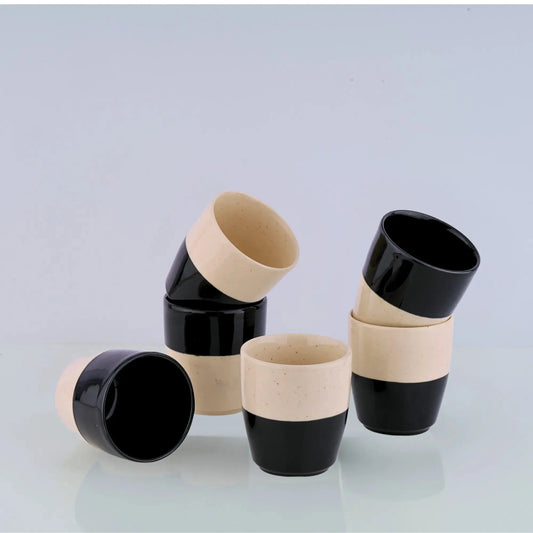 Black and White Cup (Kulhad) Set of 6 BlackCarrot