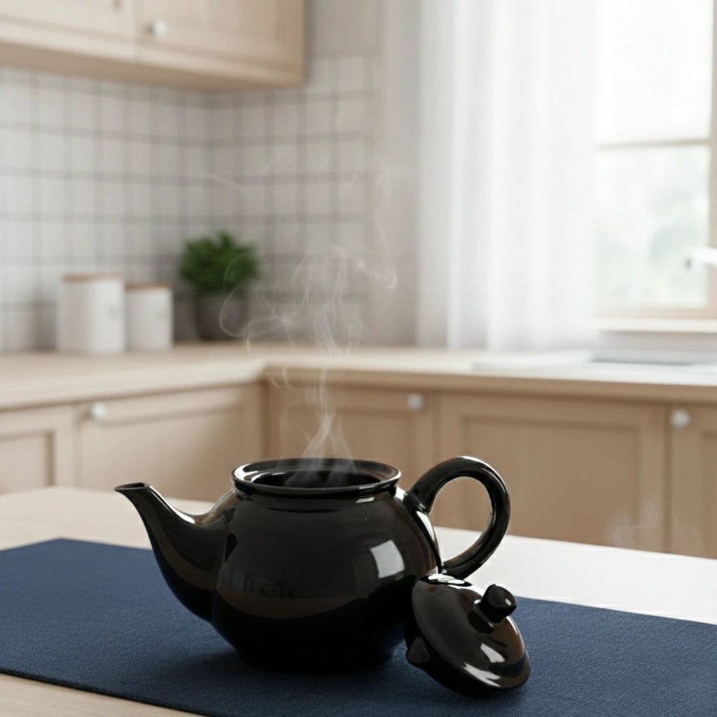 Black Ceramic Teapot | 600ml | Glossy Finish | Microwave Safe | Dishwasher Safe BlackCarrot