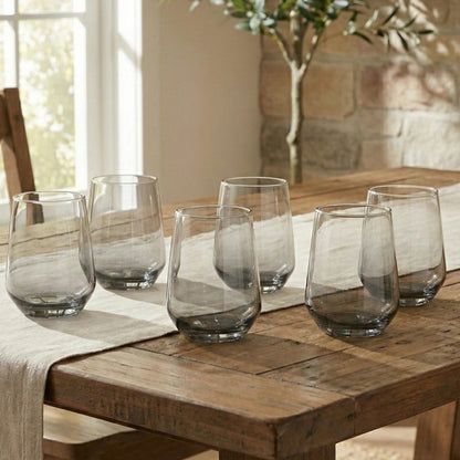 Lead Free Black Water Glass Set of 6 390ml BlackCarrot