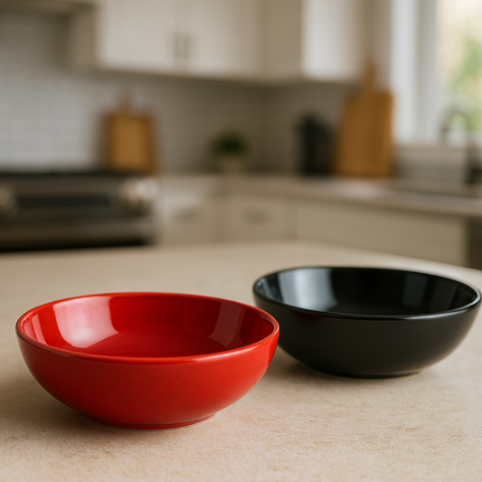 Premium Red & White Ceramic Snack Bowl Set of 2 BlackCarrot