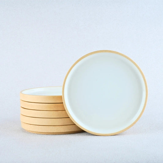 BlackCarrot's Stoneware Beige & White Premium Dinner Plates (Set of 6) BlackCarrot