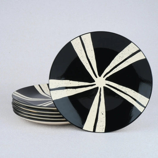 BlackCarrot's Stoneware Black Splash Premium Dinner Plates (Set of 6) BlackCarrot
