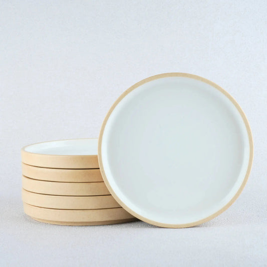 BlackCarrot's Stoneware Premium Beige & White Quarter Plates (Set of 6) BlackCarrot